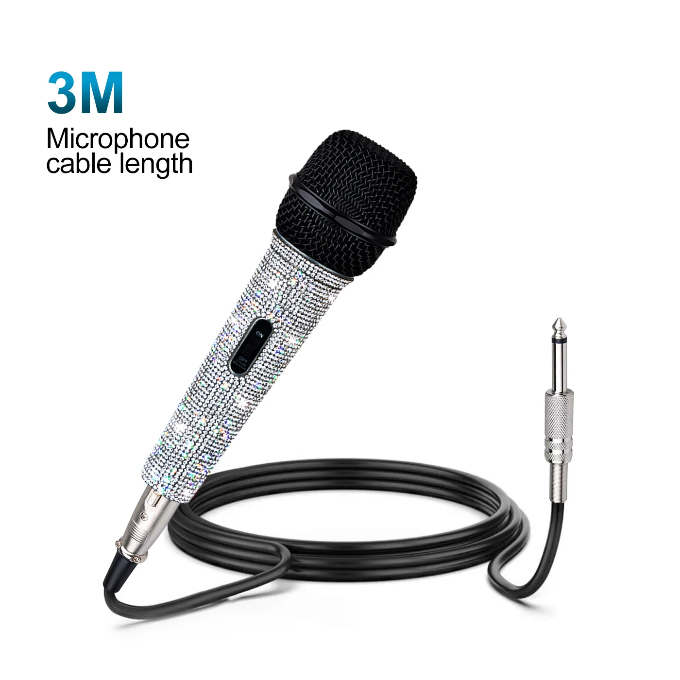 

Heikuding Wired handheld metal Microphone Dynamic Microphone with diamond effect for karaoke Singing Mic With No cable