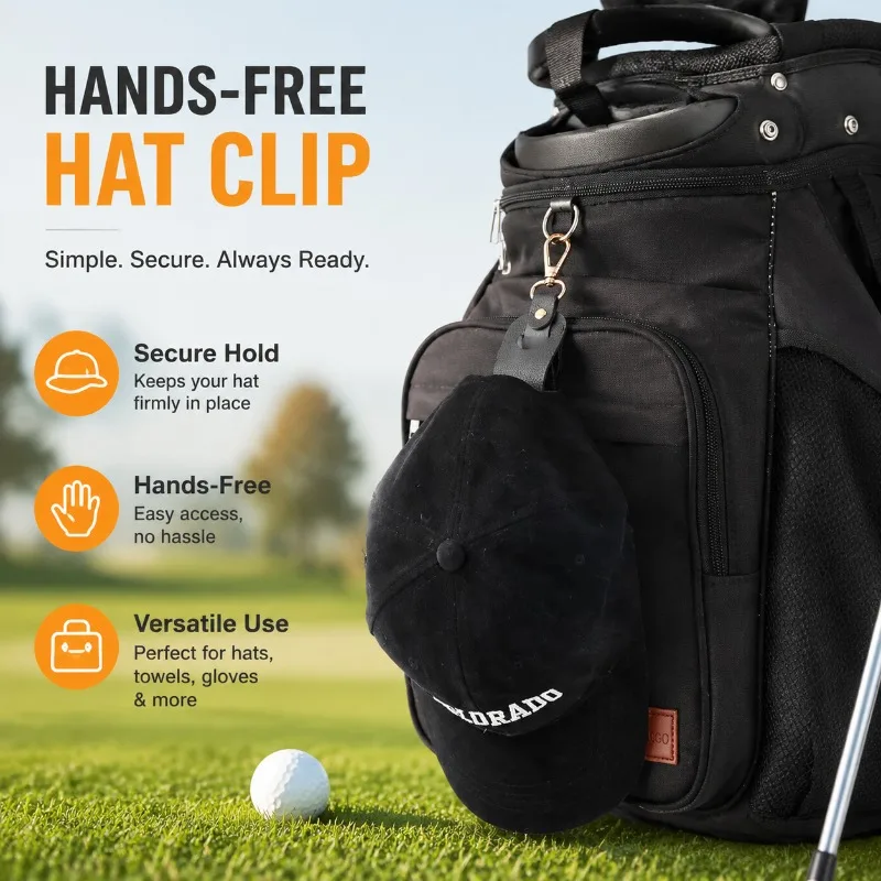 Travel Hat Clip Leather Simple Golf Baseball Hat Organizer Hands-free Latch Buckle for Towel Glove Storage