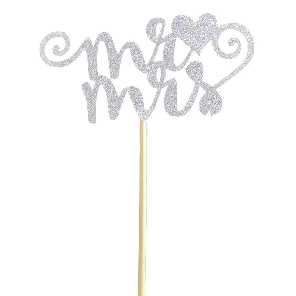 طقم ورق لامع لكعكة الزفاف ، 20 قطعة/المجموعة ، mr & mrs ، heart ، كب كيك ، ديكور ، حفلة ، ملحقات الذكرى السنوية #3
