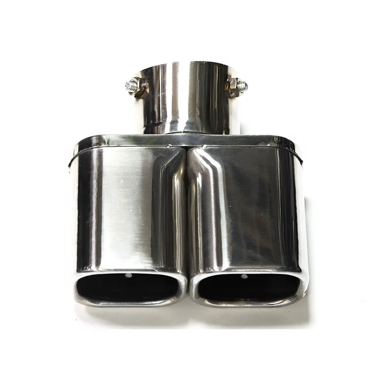 SYPES Universal Stainless Steel 63MM 76MM Double Outlet Exhaust Pipe Square Muffler Tip Universal Square Exhaust Tip