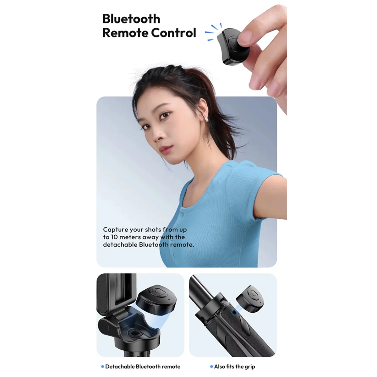 

ABLP New JJ03 Magnetic Phone Tripod Wireless Phone Grip Selfie Stick Desktop Tripod for IPhone 16 15 14 13 Pro Pro Max