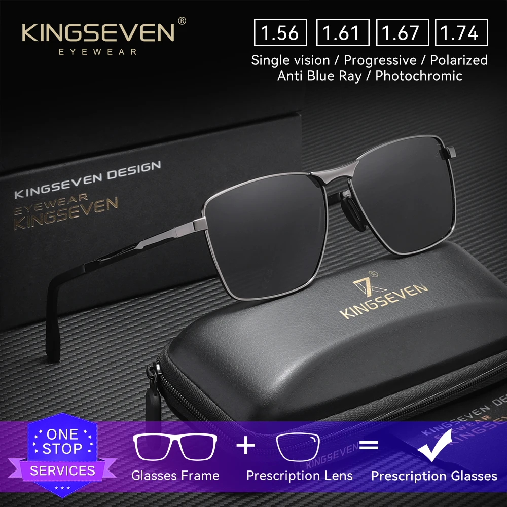 KINGSEVEN السببية القيادة عدسة بصرية النظارات الشمسية وصفة طبية قصر النظر مد البصر النظارات التقدمية الرجال النساء النظارات في الهواء الطلق