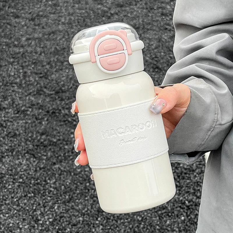 500ml Macaron Color Insulated Water Bottle With Straw, 304 Stainless Steel Portable Travel Tumbler For Girls