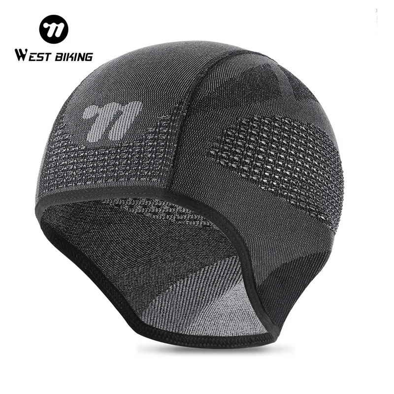 

WEST BIKING Windproof Cycling Cap Thermal Skin-friendly Bicycle Knitted Hat Elastic Extended Ear Protection Bike Helmet Liner