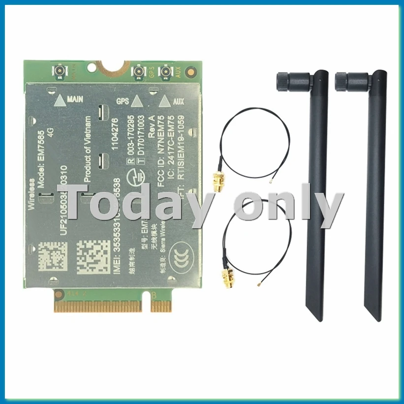 

EM7565 4G LTE Module+2X 8DB Antenna -12 600Mbps CBRS NGFF Module Cat12 EM7565 for Laptop Wireless Module-A79U