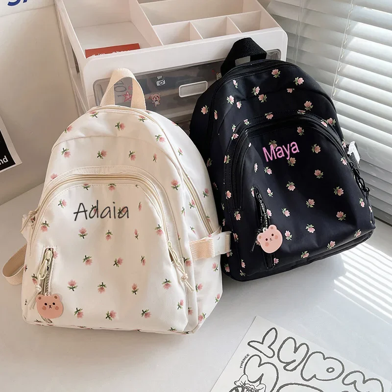 Personalised Cute Bag Floral Printed Kawaii Backpack Cottagecore Aesthetic Backpack Laptop Daypack Kids Backpack