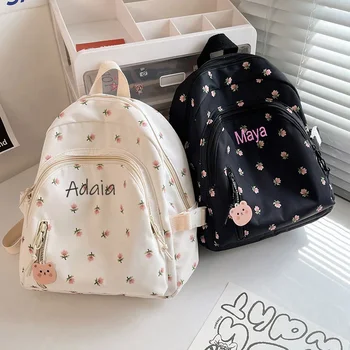 Kişiselleştirilmiş Sevimli Çanta Çiçek Baskılı Kawaii Sırt Çantası Cottagecore Estetik Sırt Çantası Dizüstü Sırt Çantası Çocuk Sırt Çantası