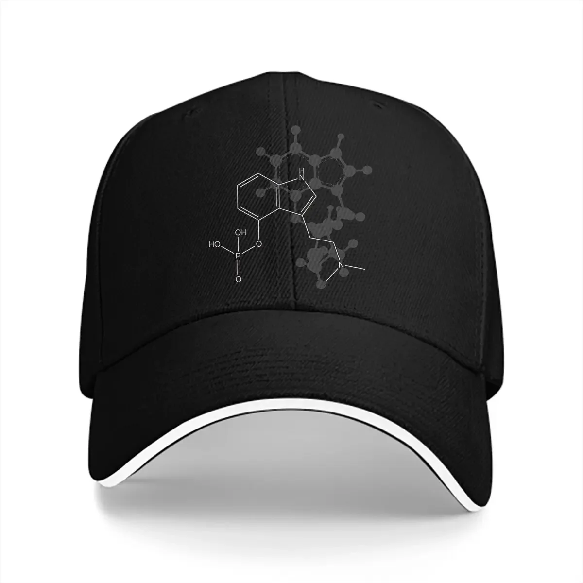 Washed Men's Baseball Cap Psilocybin Molecule Trucker Snapback Caps Dad Hat Chemistry Golf Hats