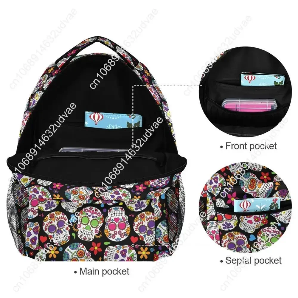 Mochila de poliéster con calavera para hombre, bolso para ordenador portátil, para estudiantes universitarios, de secundaria, a la moda, 2022