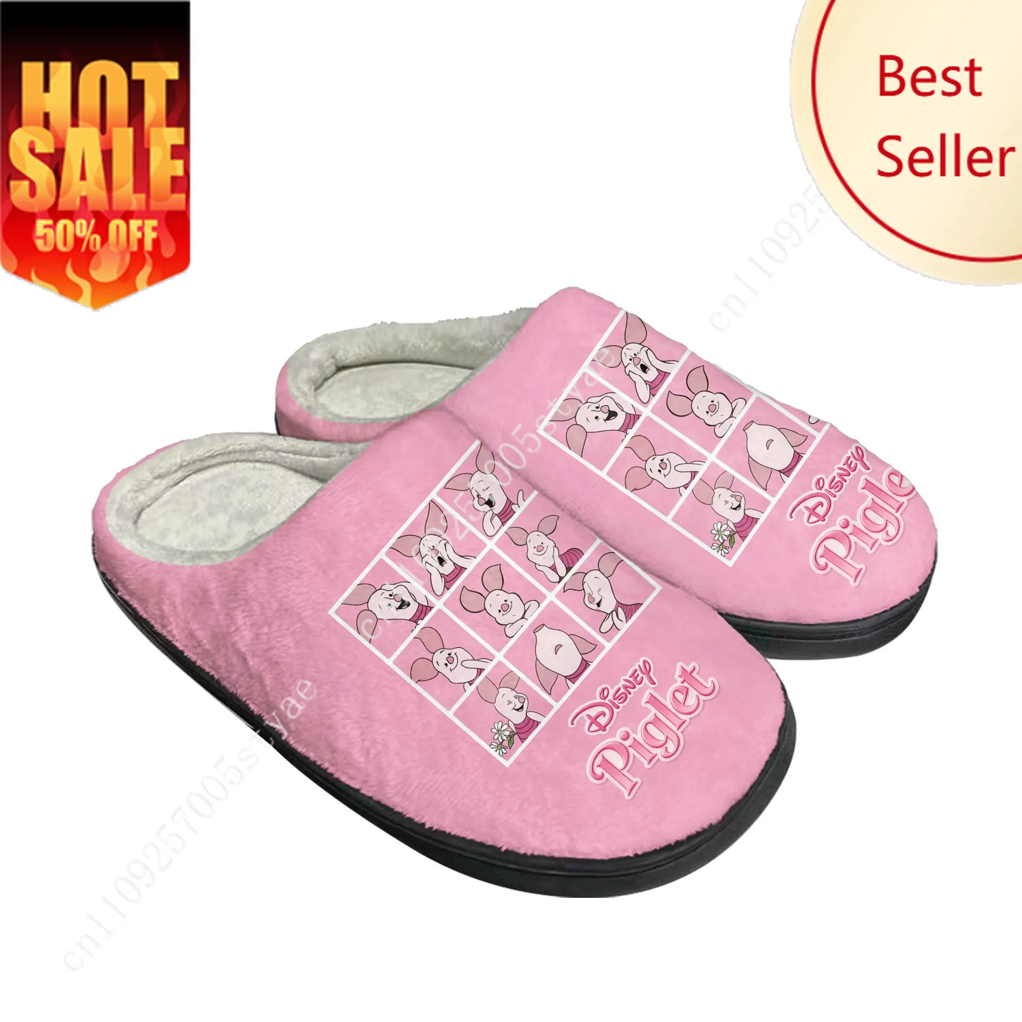 

Piglet Cotton Slippers Disney Cartoon Decorate Plush Indoor Shoes Design Your Photo Party Holiday Gifts Custom Shoe
