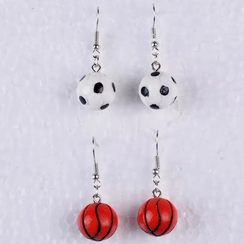 Pendientes redondos de resina 3D, aretes de fútbol, proyecto deportivo olímpico, accesorios de baloncesto de simulación, se utilizan para llavero Jew, 2024