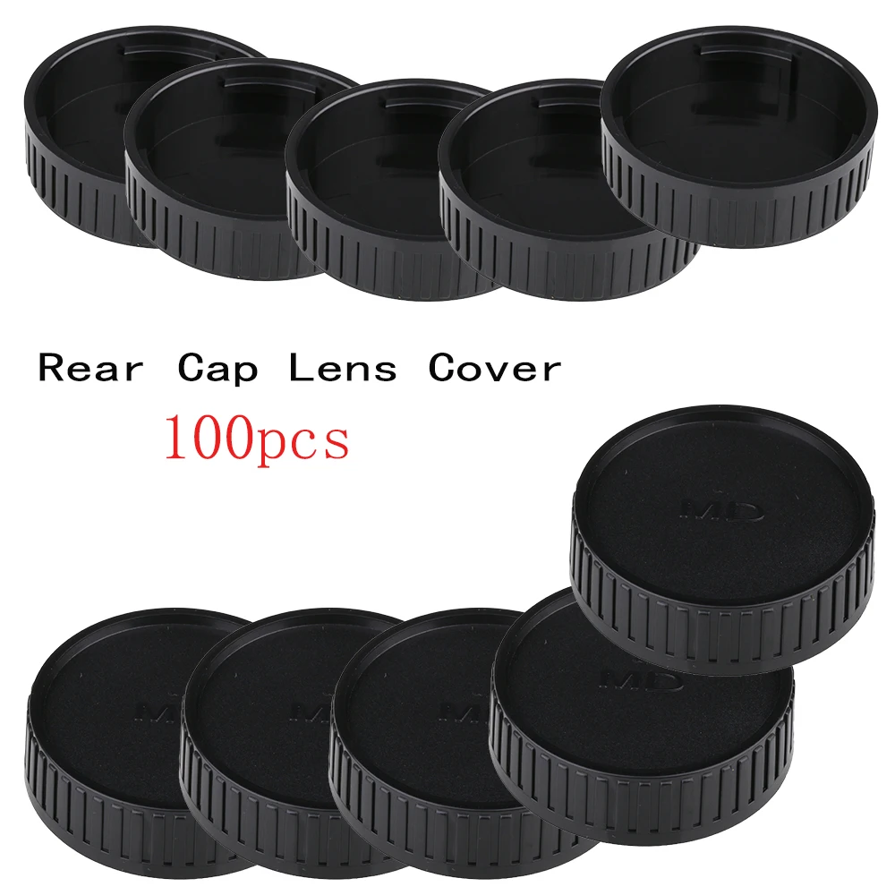 100 PCS Rear Lens Body Cap Camera Cover Set Dust Screw Mount Protection Plastic Black Replacement for Minolta MD X700 DF-1