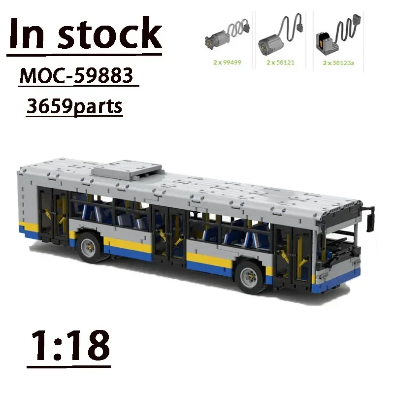 MOC-59883 12m Bus (1:18) RC Electric Building Block Assembly Model • 3659 Parts Building Blocks Kids Birthday Custom Toy Gift