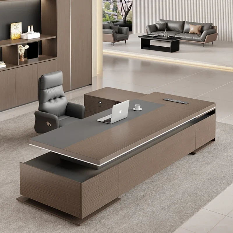 Vintage New Chinese Office Desk Filing Cabinets Luxury Executive Monitor Office Desk Modern Reading Wooden Bureau Furniture