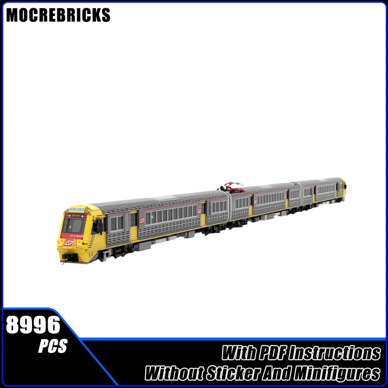 

MOC City Railway QR SMU 220 Carriage Transport Passengers Train Building Blocks Model Bricks Boy Toys Xmas Gift