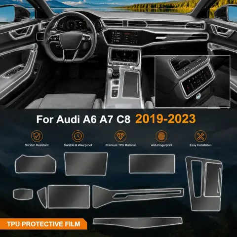 For Audi A6 A7 C8 2019-2023 Interior Film Car Center Console Transparent TPU Protective Film Anti-scratch Repair Accessories