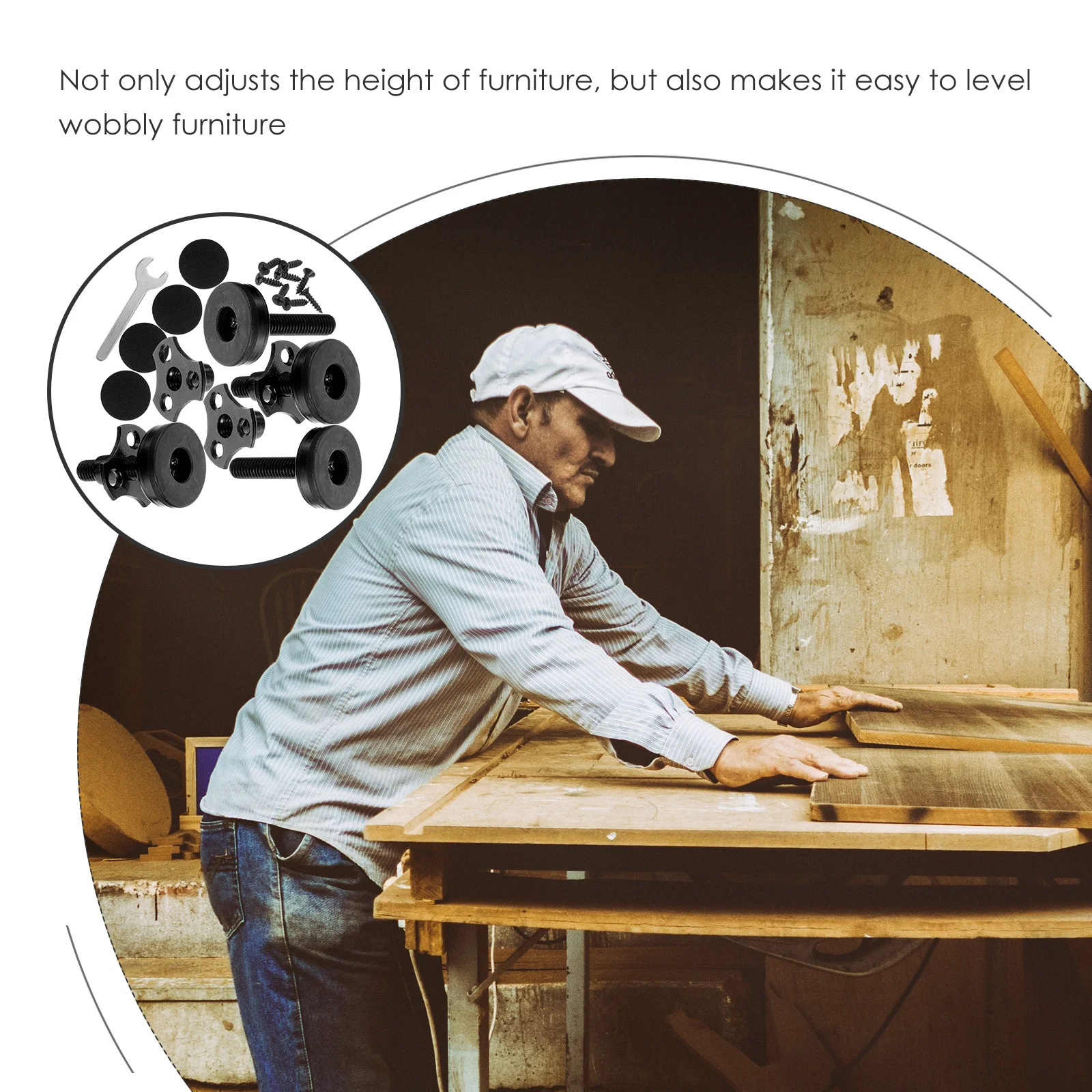 

4Pcs Adjustable Furniture Leveler Heavy Duty Leveling Feet with Felt Pads for Floor Protection Furniture Levelers