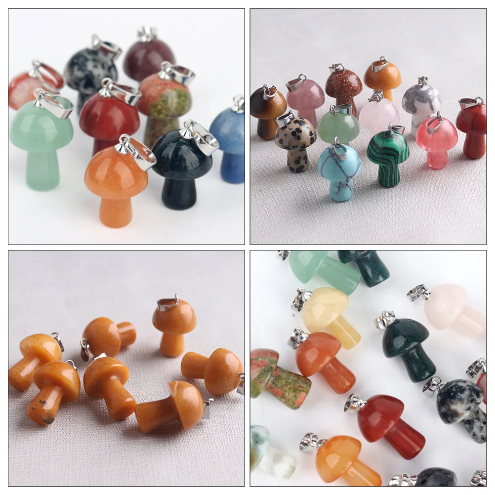 

15 шт., кулон с кристаллом агата, ожерелье, подвески в виде грибов, изготовление ювелирных изделий, аксессуары «сделай сам», браслет, серьги, декоративные подвески