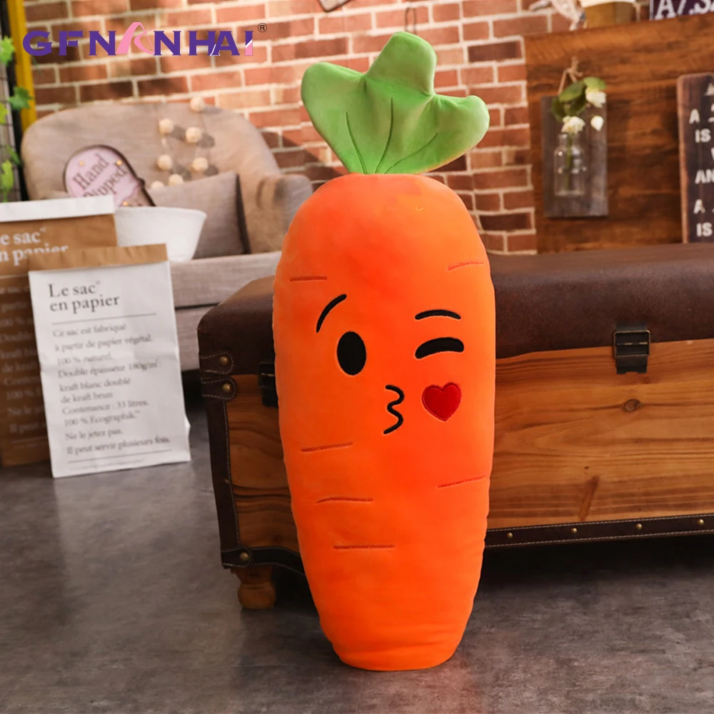 1 unidad de juguete de peluche de zanahoria con sonrisa de dibujos animados de 45/70/90cm, almohada de simulación bonita de zanahoria y verduras, muñecos de peluche, juguetes suaves para regalo de niños