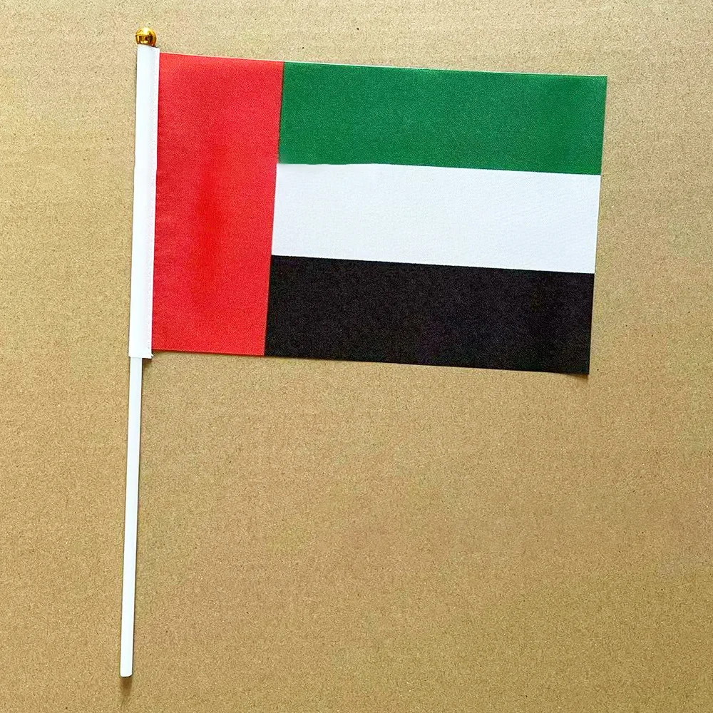 EOODLOVE 10/20/50 pcs Handheld Flags 14*21cm UAE Handheld Flags Party Sports Plastic Flagpole Hand Flags