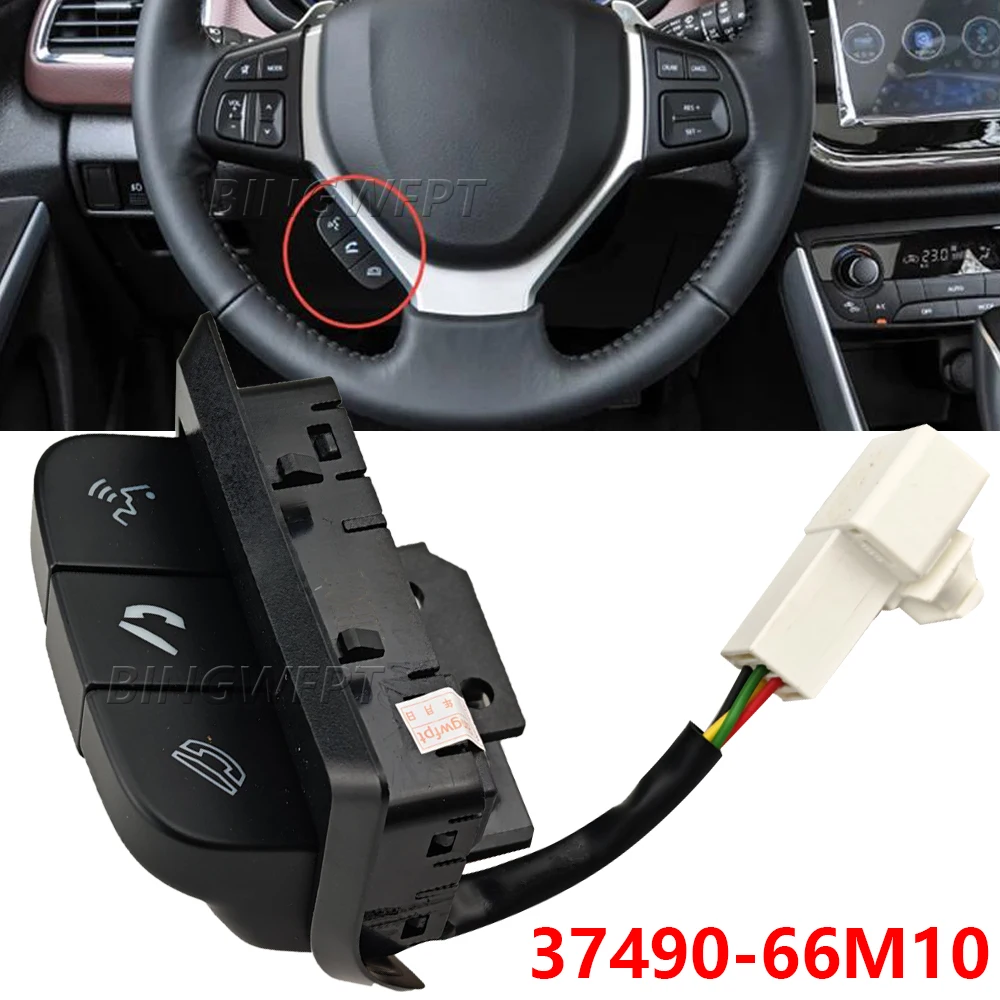 BINGWFPT For Suzuki Vitra SX4 S-CROSS Steering Wheel Buttons Car Bluetooth Phone Switch Button 37490-66M10-000
