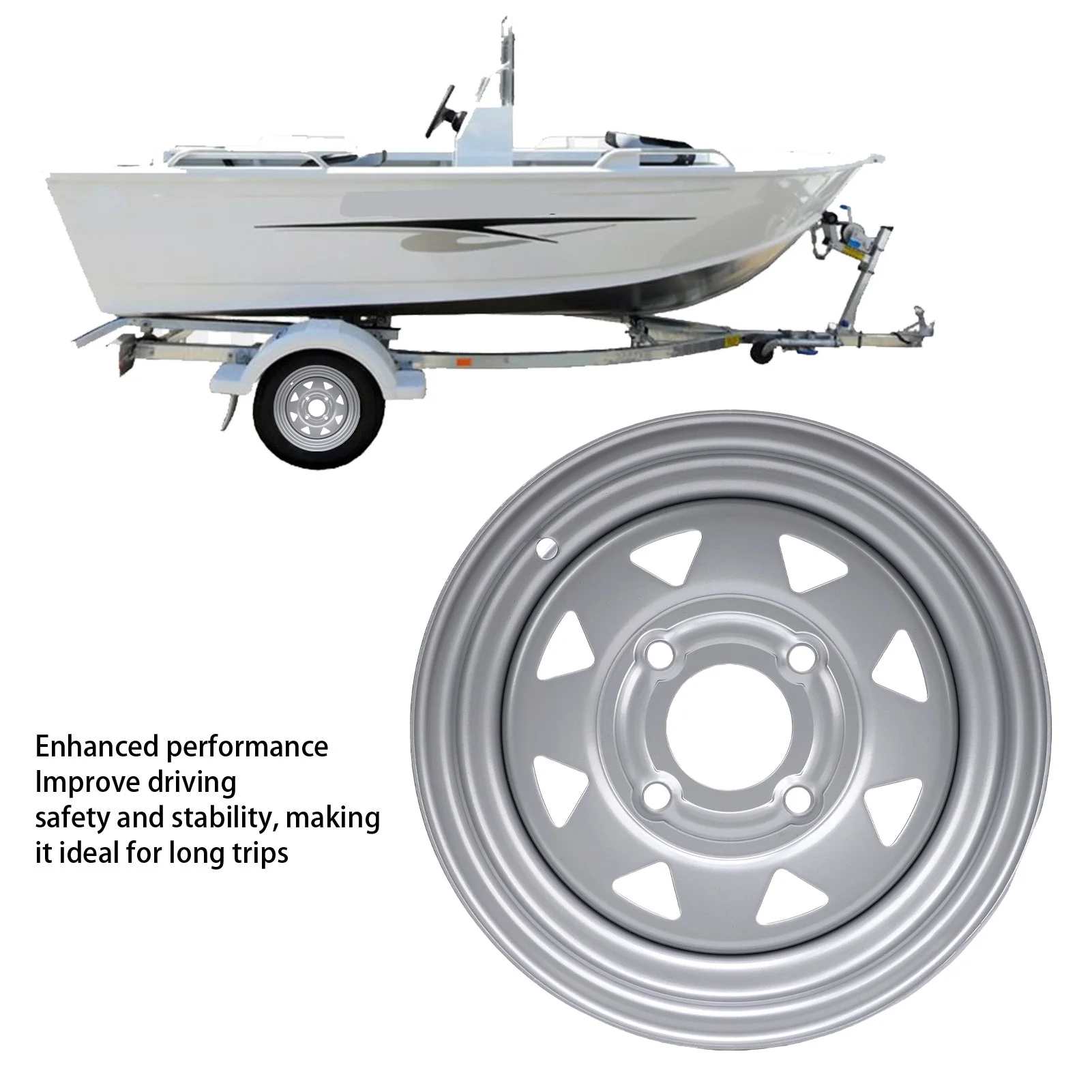 

Trailer Wheel Rim 12 Inch Silver Color 12x4 4-114.3 Trailer Wheel Rim Replacement for Cargo Boat