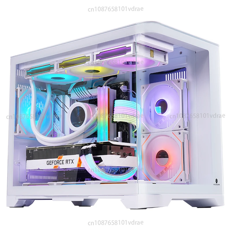 

Snow-white Computer Case Desktop MATX Seaside Apartment 240/360 Water Cooling Full Side Transparent ITX Empty Box No Attachments