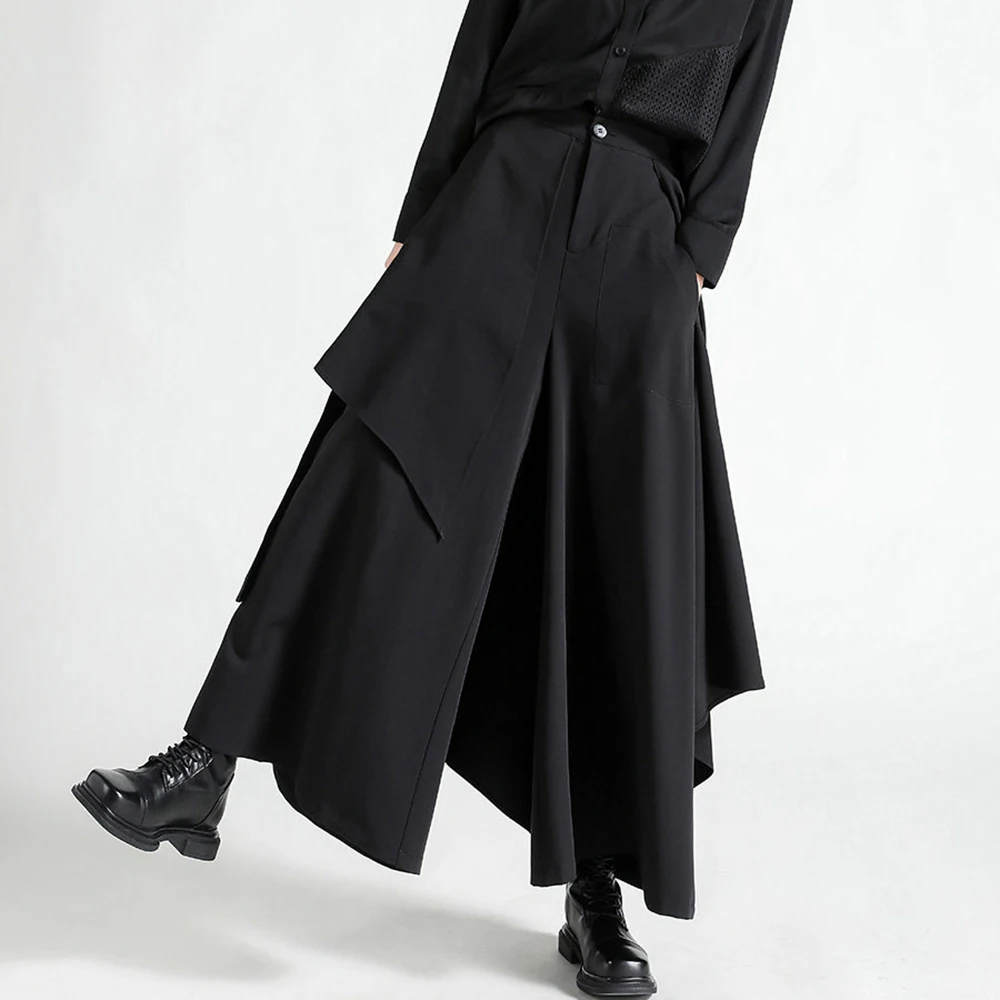Y2k Asymmetrical Dark Gothic Skirt Pants Genderless Japanese Streetwear Fashion Youth Stage Avant Garde Wide Leg Culottes 2026