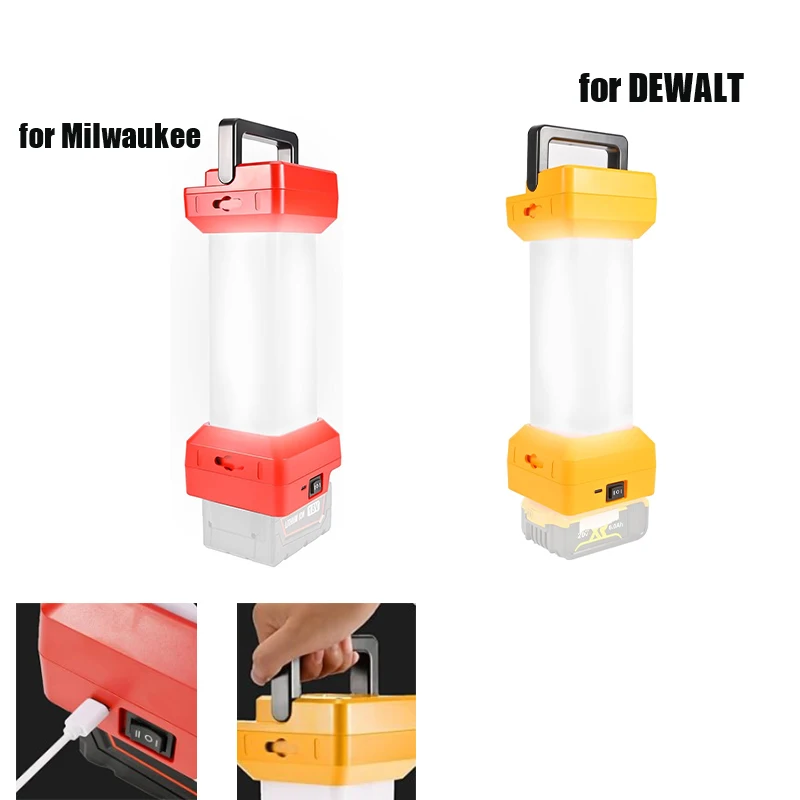 

Portable with USB LED Work Light 1500LM for DEWALT/Milwaukee 18V 20V Li-ion BatteriesCharging for Power Outages, Emergencies