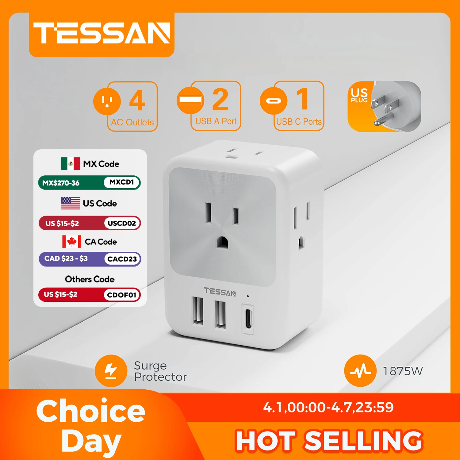 Tessan Us Plug Powe…