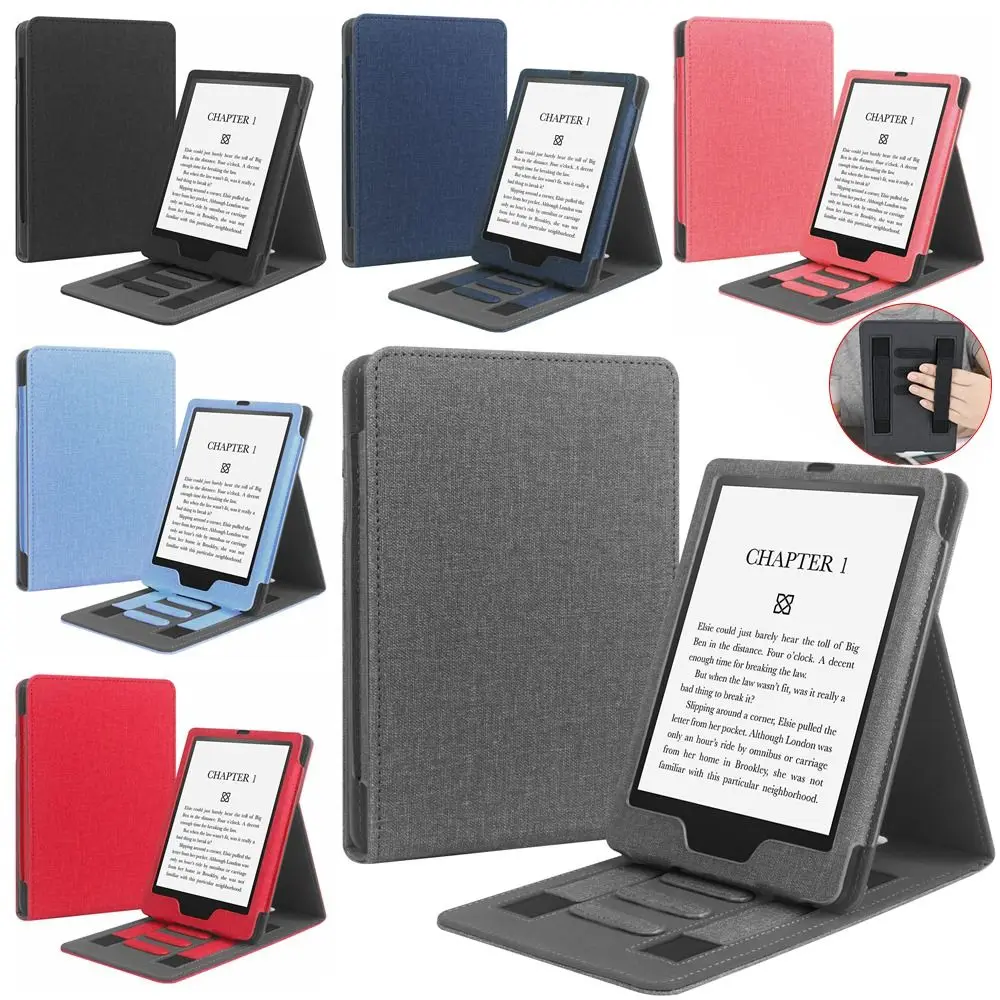 Dual Hand Strap e-Reader Stand Case 6 inch PU Leather Funda Shockproof Universal Smart Cover for Kindle Paperwhite 1/2/3/4 Home