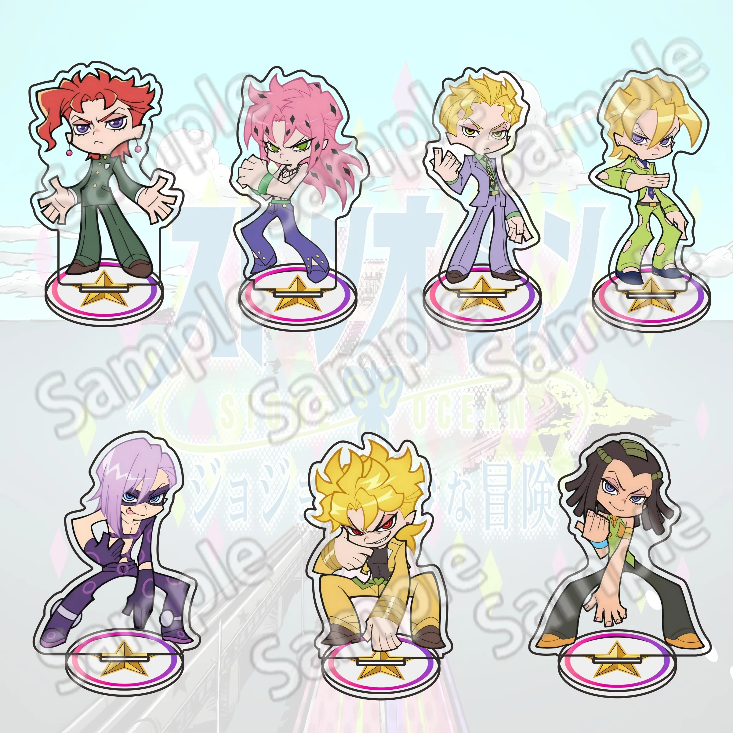 Soporte Acrílico de JoJo's Bizarre Adventure, Figura de Anime de Jotaro Kujo, Dio Brando, Giorno Giovanna, Joseph Joestar, Llavero de Escritorio