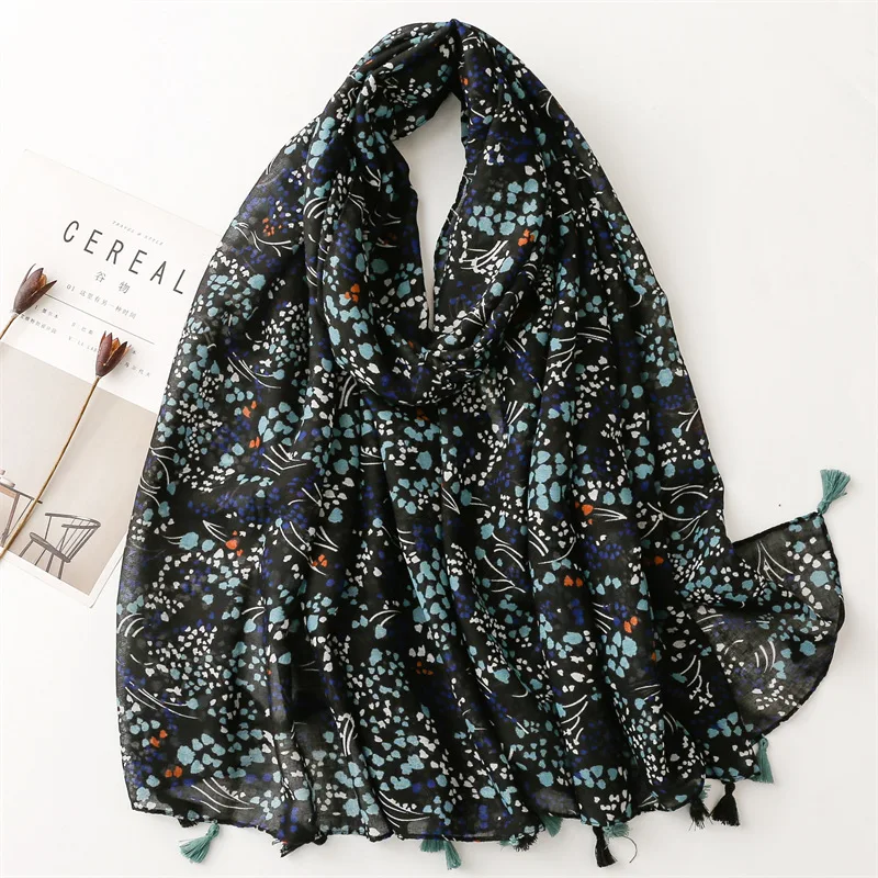 Frauen Mode böhmischen Blumen Patchwork Quaste Viskose Schal Schal Dame drucken weichen Wickel hals Snood Bufanda muslimischen Hijab 180*90cm