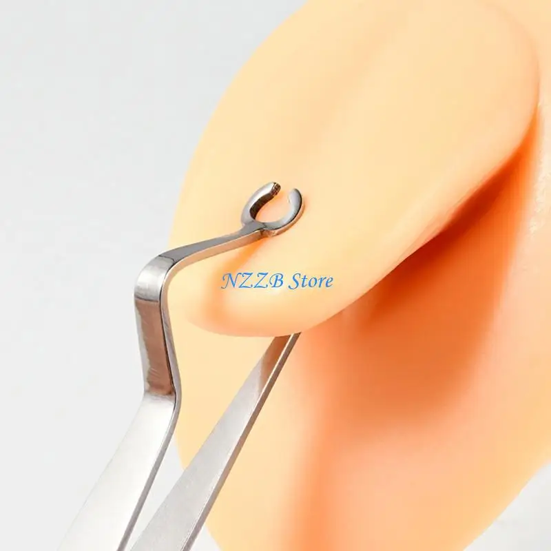 

T21F Stainless Steel Piercing Tool with Ergonomic Round Tweezers Designs for Precise Navel Tongue and Ear Positioning