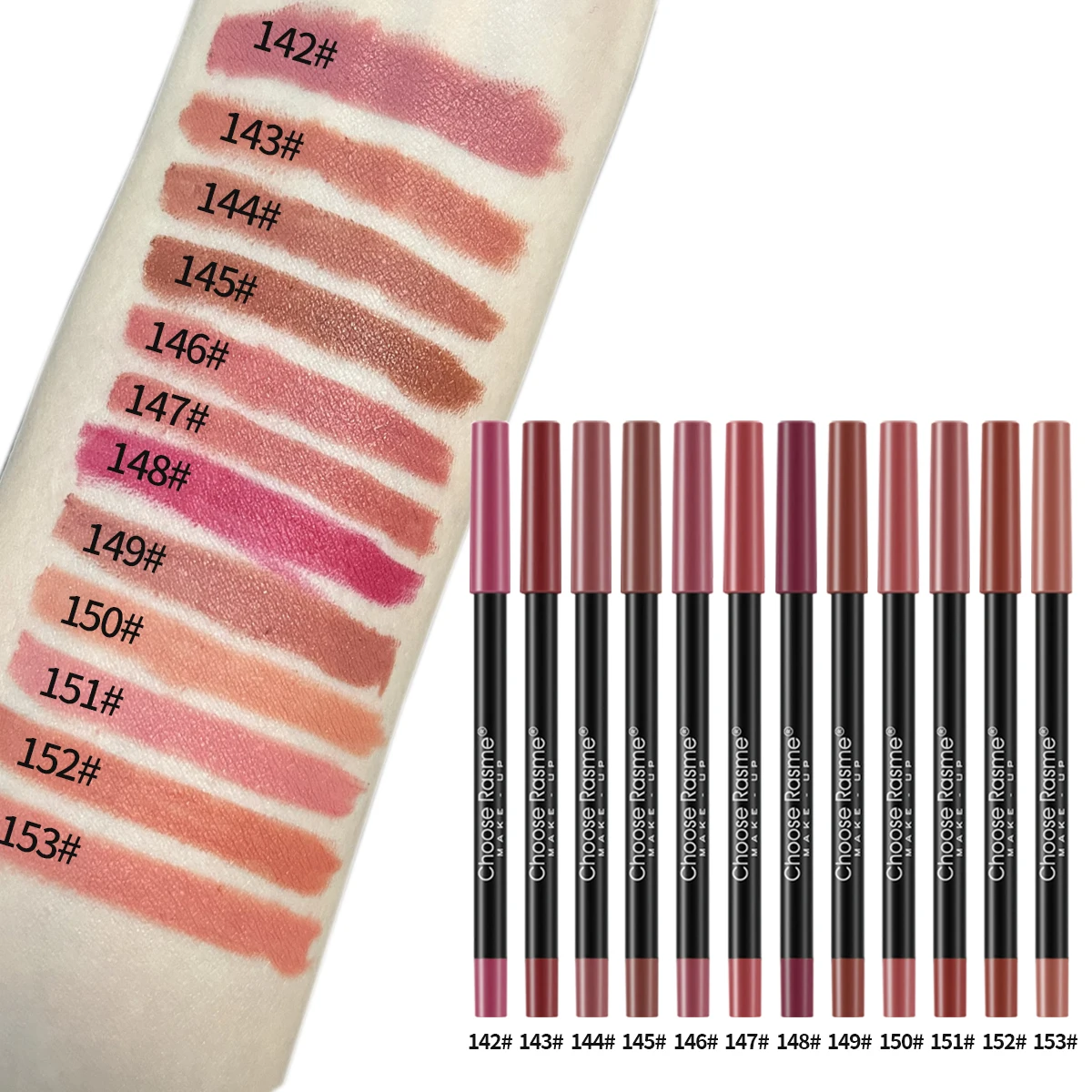 Juego de lápices delineadores de labios, 12 Uds., lápiz labial mate, resistente al agua, de larga duración, lápiz labial de contorno desnudo, cosméticos de tinte labial