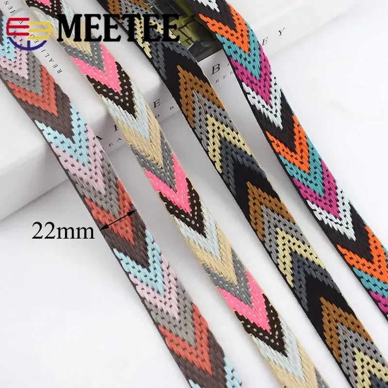 2/4/8M Polyester Jacquard Webbings Tape 22mm Backpack Pet Strap Webbing Label Ribbon Sewing Bias Binding Accessories