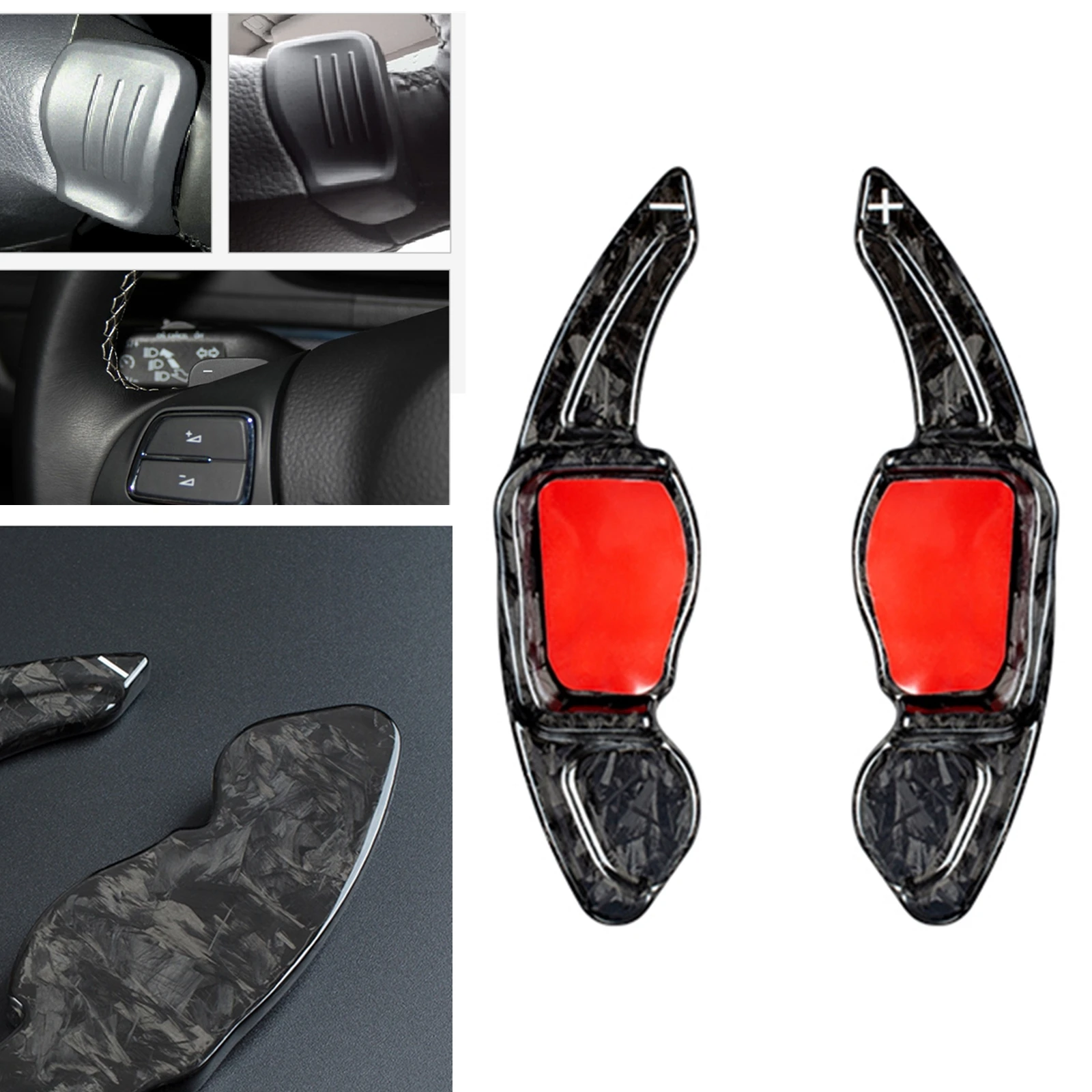 2 Pieces Car Steering Wheel Shift Paddle Extension Trim Carbon Fiber For Volkswagen Golf MK6 GTI R20 Scirocco CC ETC