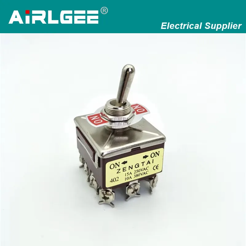 KN402 4PDT ON/ON 2 Position 12 Pin Toggle Switch 12mm Mounting holes 10A/380VAC 15A/250VAC
