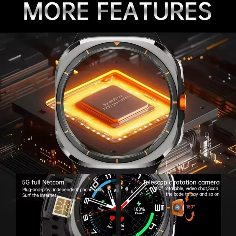 U8 Ultra New 5G SIM Card WiFi Smartwatch NFC GPS Positioning Compass 128GB Smart Watch Men HD 180° Rotating Camera Sport Watch view 4