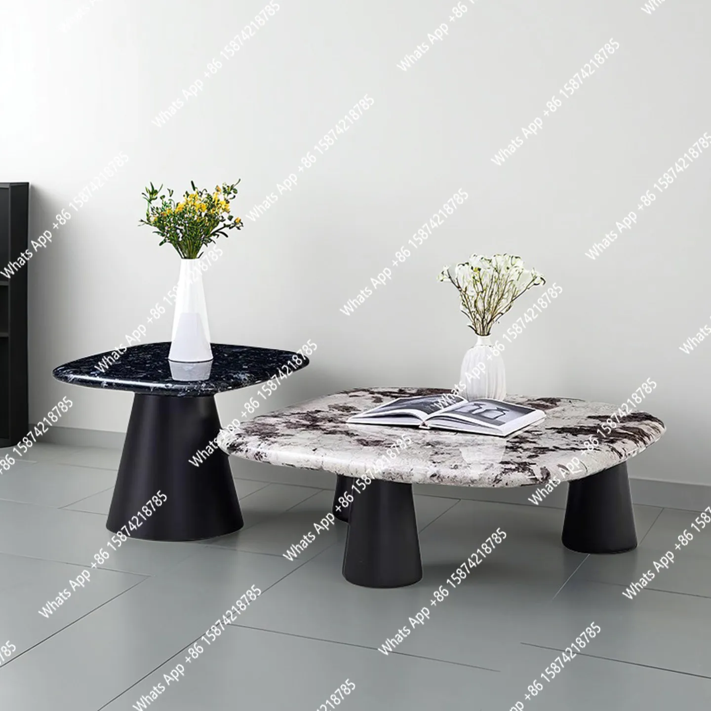 

Italian minimalist marble coffee table modern minimalist light luxury creative high-end luxury stone advanced combination