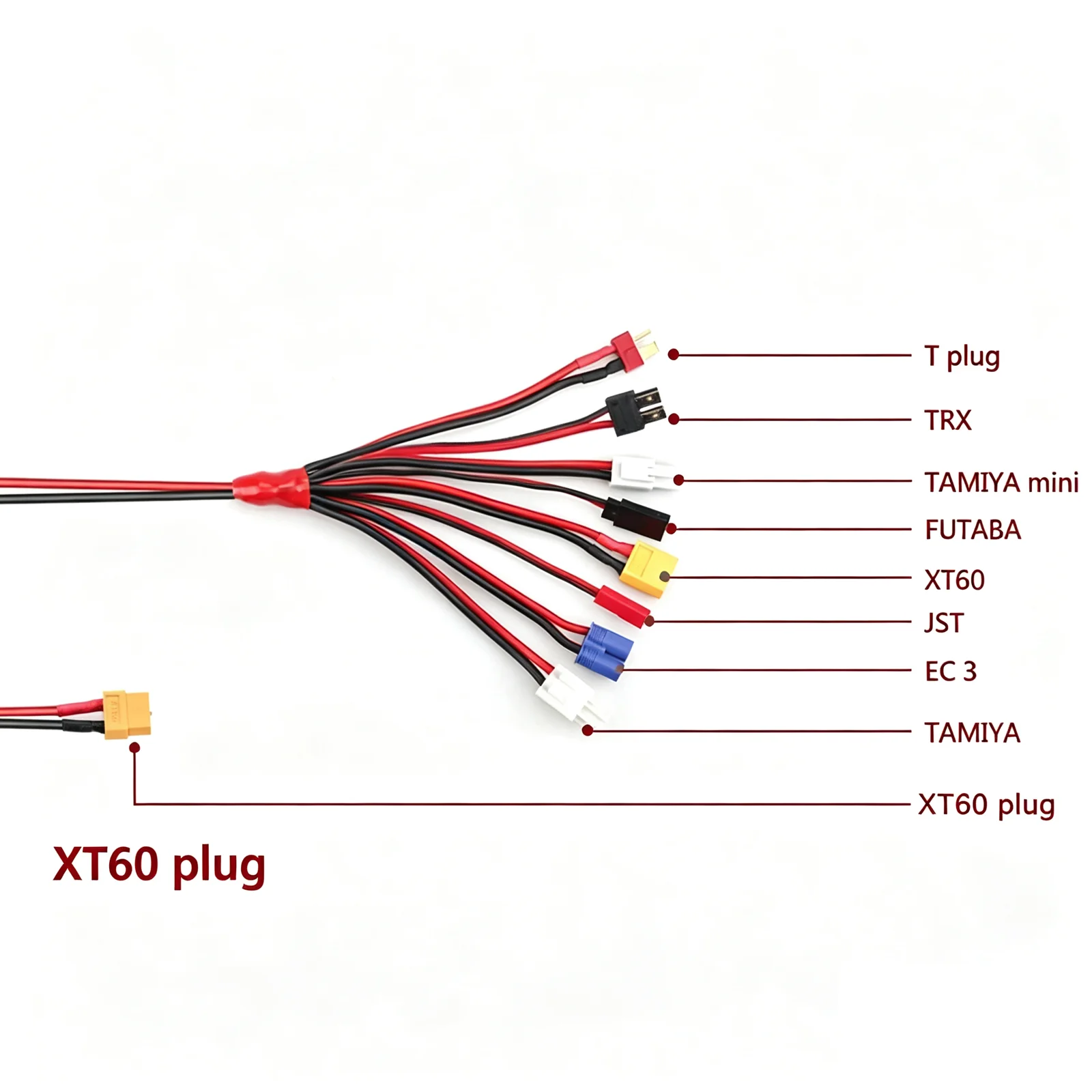 HTRC 8 in 1 Cables Set for IMAX B6 Charger RC Part Lipo Battery Multi Charging Plug TAMIYA T-plug XT60 Convert Cable Line view 5