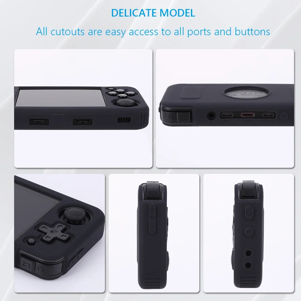 Soft Silicone Case for ANBERNIC RG35XX H Game Console Protective Shell with Lanyard Shockproof Dustproof Protective Cover