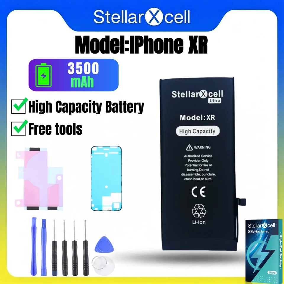 Batería Ultra StellarXcell para iPhone, Enviada desde Alemania, para iPhone X XS XR XSMAX, Batería de Alta Capacidad, Batería de Alta Calidad, Reemplazo de Batería para iPhone con Herramientas Gratis, 0 Ciclos, Muestra 100% Salud 2
