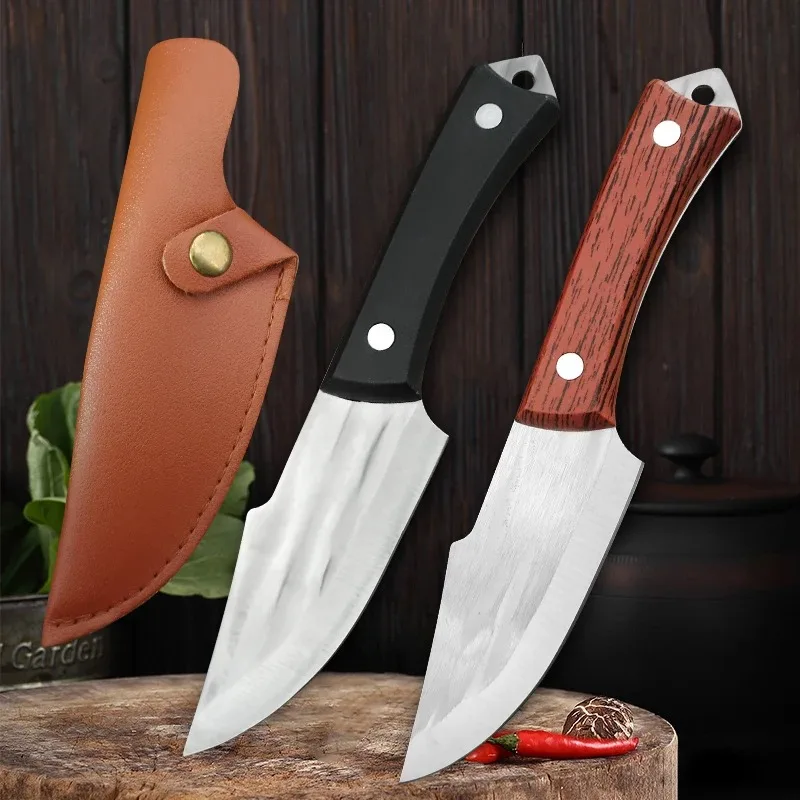 Professionelles Ausbeinmesser, Allzweckmesser aus Edelstahl, Kunststoffgriff, handgeschmiedetes Küchenmesser, Metzger, Fleischbeil, Messer mit Abdeckung