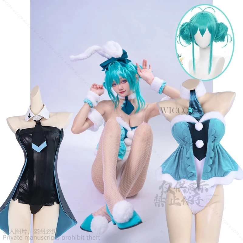 Игра аниме Mikuuu Project Sekai индивидуальный косплей черный кролик девушка сексуальные комбинезоны белый кролик зеленые парики Хэллоуин