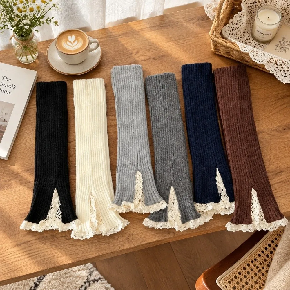 Fashion Thermal Boot Sock Sleeves Thick Bow Flared Leg Warmers Lace Stretch Tube Socks Autumn