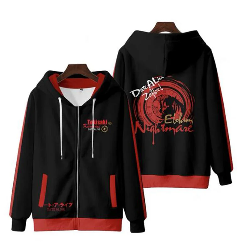 Hoodies Anime de Manga Longa para Homens e Mulheres, Traje Cosplay, Roupas Harajuku, Tobiichi Origami, Tokisaki Kurumi