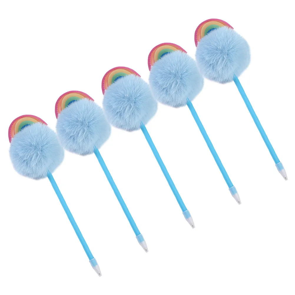 5Pcs Novelty Pompom Ballpoint Pens Soft Grip Cute Design Reliable Writing Performance Versatile Stationery for Classroom Office