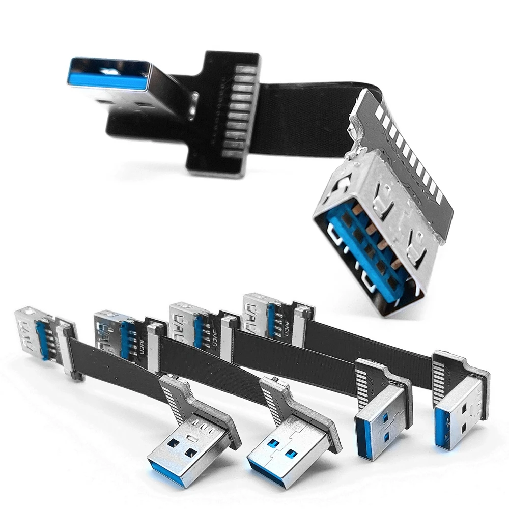 Flat USB 3.0 male to female adapter, FPC elbow, USB extension cable, up and down, left and right bending 90 degrees, USB adapter