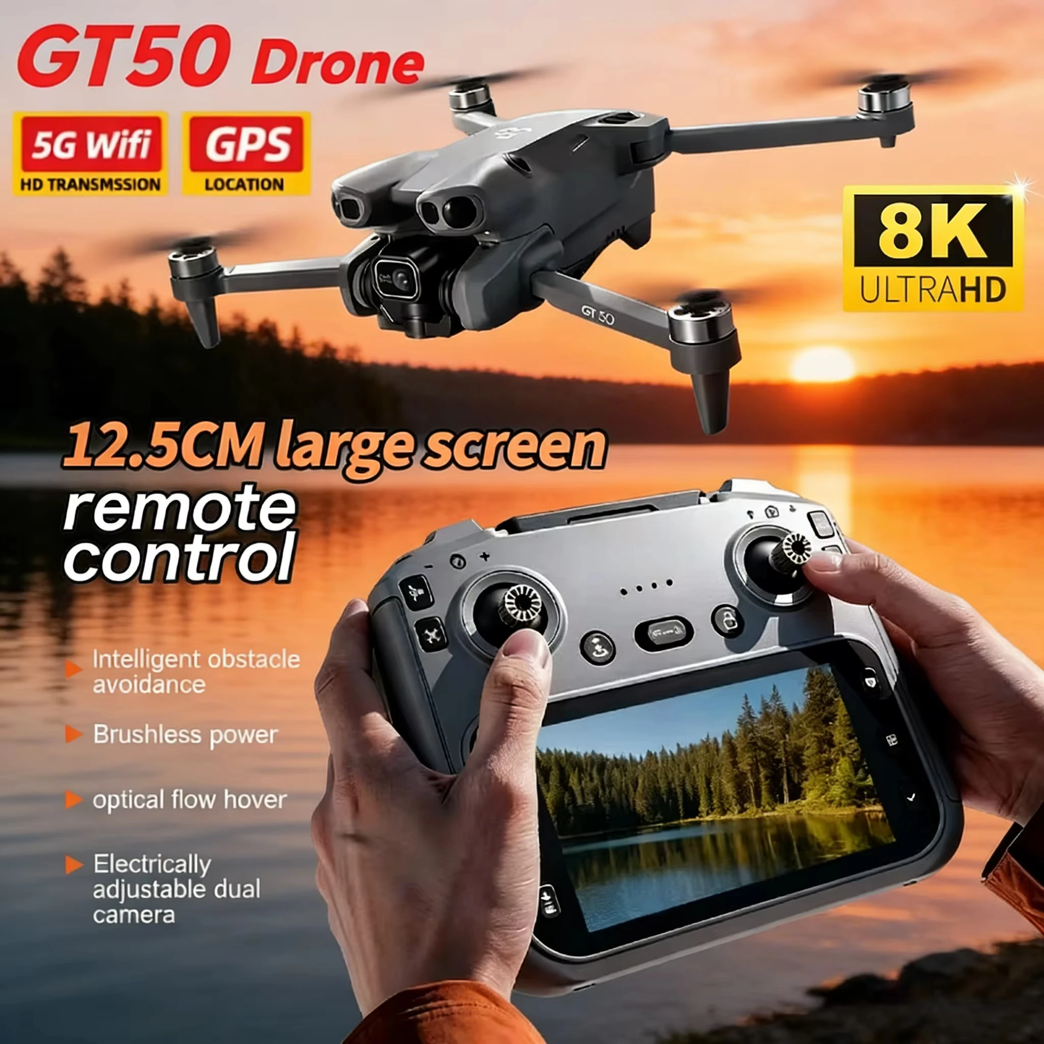 

Горячая новинка: Радиоуправляемый квадрокоптер GT50 PRO с HD-камерой, бесщеточным двигателем, обходом препятствий и пультом управления с экраном 4.3 дюйма для аэрофотосъемки